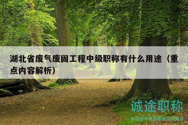 湖北省廢氣廢固工程中級職稱有什么用途（重點內(nèi)容解析）