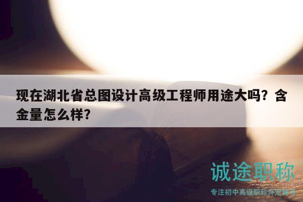 現(xiàn)在湖北省總圖設(shè)計(jì)高級工程師用途大嗎？含金量怎么樣？