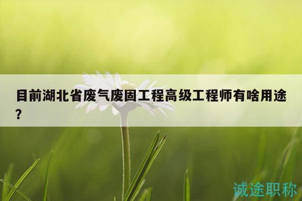 目前湖北省廢氣廢固工程高級(jí)工程師有啥用途？