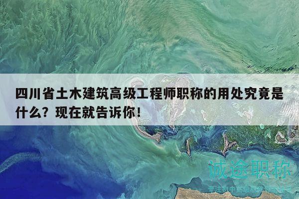 四川省土木建筑高級工程師職稱的用處究竟是什么？現(xiàn)在就告訴你！