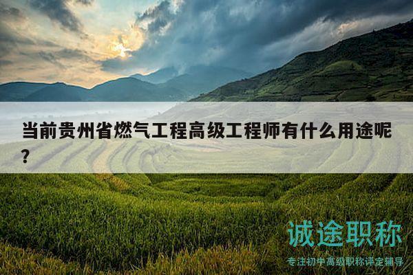 當前貴州省燃氣工程高級工程師有什么用途呢？