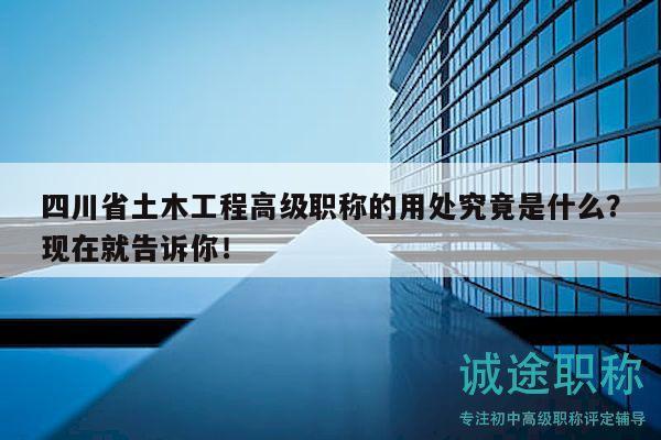 四川省土木工程高級職稱的用處究竟是什么？現(xiàn)在就告訴你！