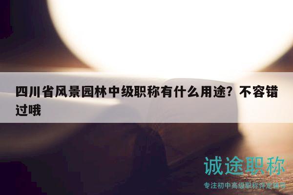 四川省風景園林中級職稱有什么用途？不容錯過哦