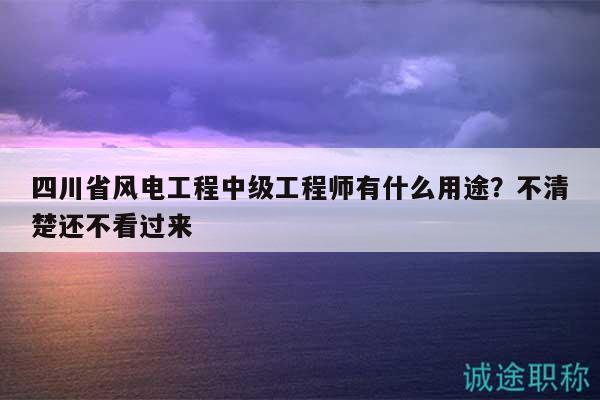 四川省風電工程中級工程師有什么用途？不清楚還不看過來