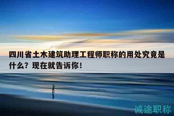 四川省土木建筑助理工程師職稱的用處究竟是什么？現(xiàn)在就告訴你！