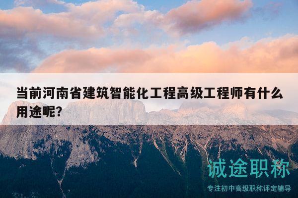 當(dāng)前河南省建筑智能化工程高級工程師有什么用途呢？
