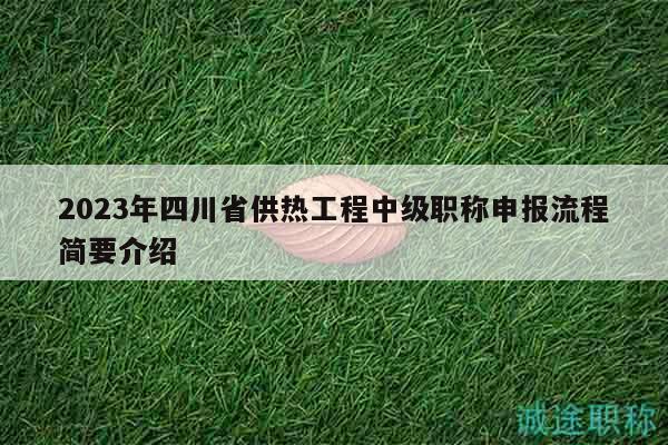 2023年四川省供熱工程中級職稱申報流程簡要介紹