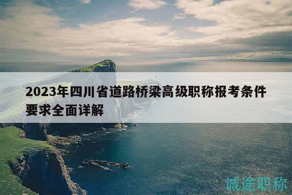 2023年四川省道路橋梁高級職稱報考條件要求全面詳解