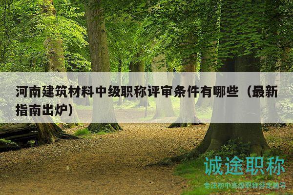 河南建筑材料中級職稱評審條件有哪些（最新指南出爐）