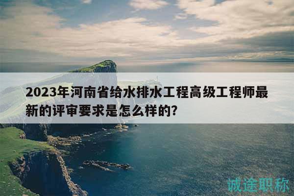 2023年河南省給水排水工程高級工程師最新的評審要求是怎么樣的？
