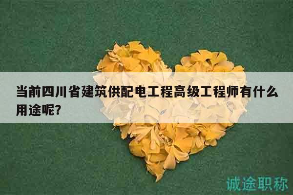 當(dāng)前四川省建筑供配電工程高級工程師有什么用途呢？