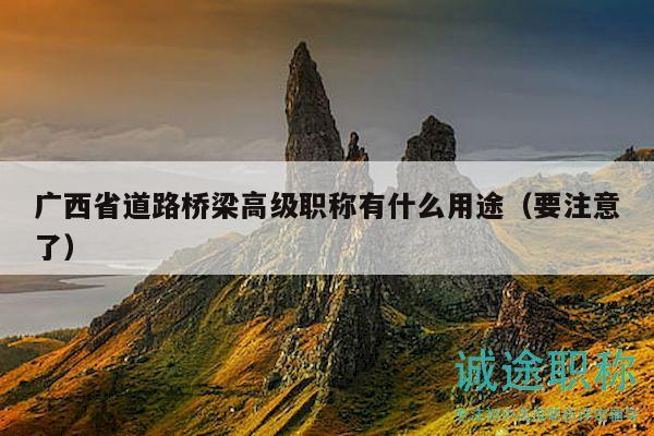 廣西省道路橋梁高級職稱有什么用途（要注意了）