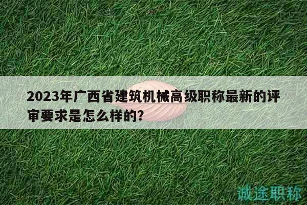 2023年廣西省建筑機械高級職稱最新的評審要求是怎么樣的？
