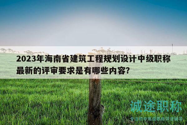 2023年海南省建筑工程規(guī)劃設(shè)計中級職稱最新的評審要求是有哪些內(nèi)容？