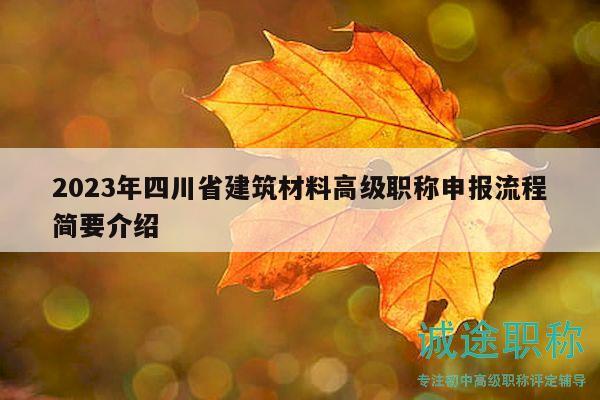 2023年四川省建筑材料高級(jí)職稱申報(bào)流程簡(jiǎn)要介紹