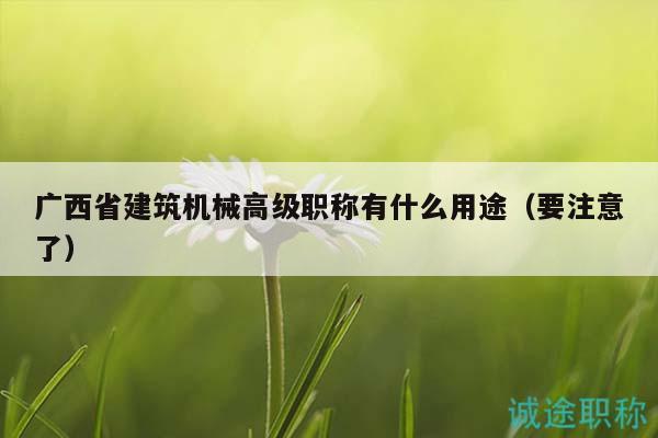 廣西省建筑機(jī)械高級(jí)職稱有什么用途（要注意了）