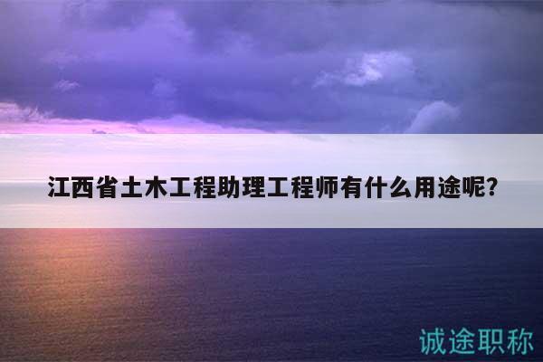 江西省土木工程助理工程師有什么用途呢？