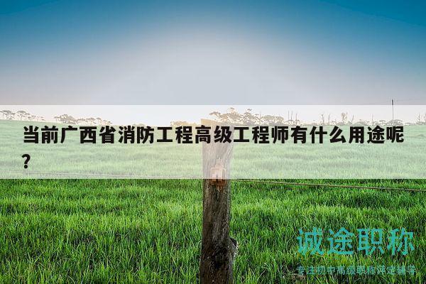 當前廣西省消防工程高級工程師有什么用途呢？