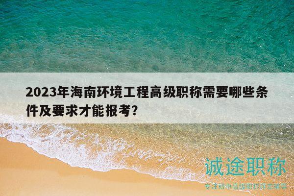 2023年海南環(huán)境工程高級職稱需要哪些條件及要求才能報考？