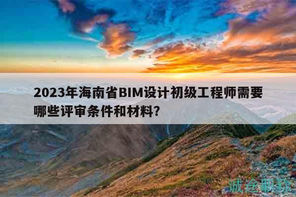 2023年海南省BIM設計初級工程師需要哪些評審條件和材料？