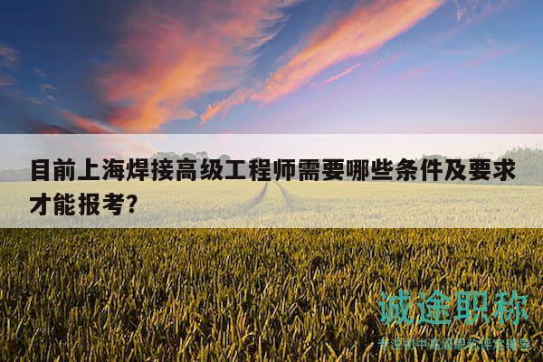 目前上海焊接高級工程師需要哪些條件及要求才能報考？