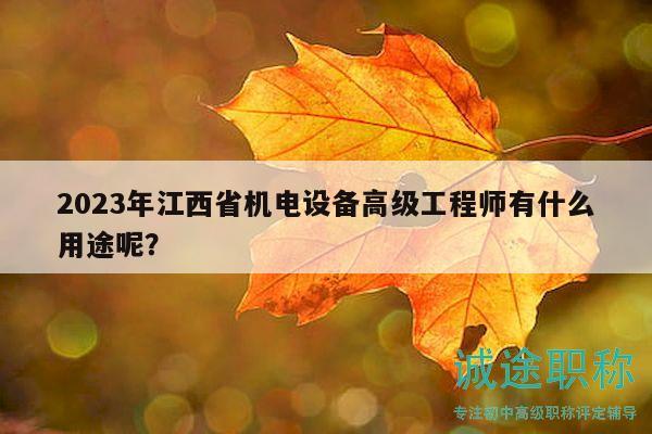 2023年江西省機(jī)電設(shè)備高級(jí)工程師有什么用途呢？