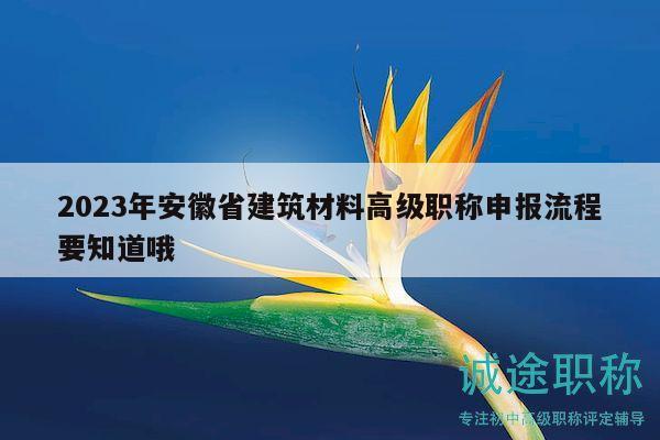 2023年安徽省建筑材料高級職稱申報流程要知道哦