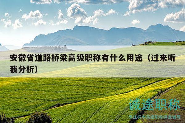 安徽省道路橋梁高級(jí)職稱有什么用途（過來(lái)聽我分析）