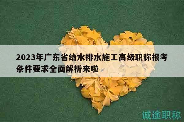 2023年廣東省給水排水施工高級(jí)職稱(chēng)報(bào)考條件要求全面解析來(lái)啦