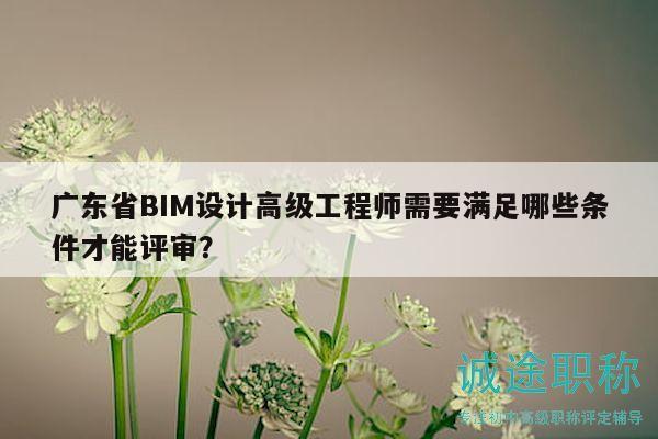 廣東省BIM設(shè)計高級工程師需要滿足哪些條件才能評審？