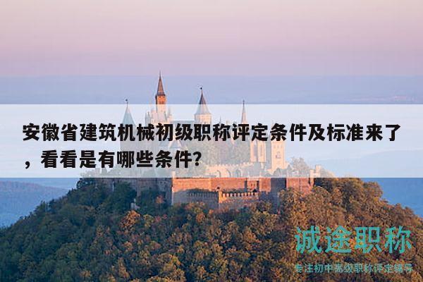 安徽省建筑機械初級職稱評定條件及標準來了，看看是有哪些條件？