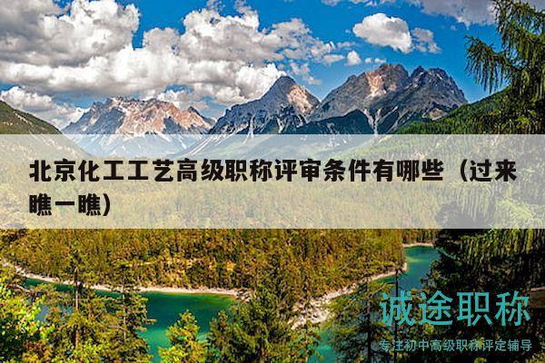 北京化工工藝高級職稱評審條件有哪些（過來瞧一瞧）