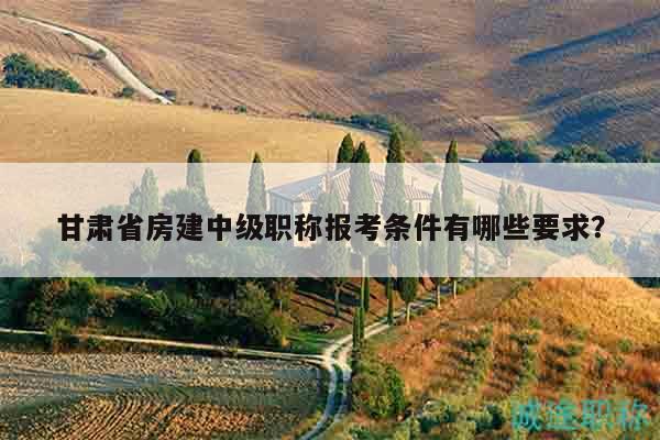 甘肅省房建中級(jí)職稱報(bào)考條件有哪些要求？