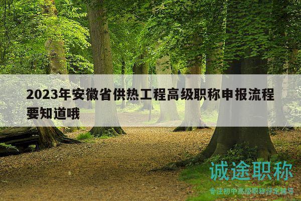 2023年安徽省供熱工程高級(jí)職稱申報(bào)流程要知道哦