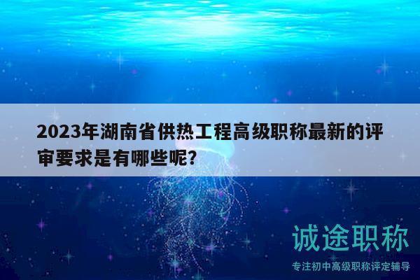 2023年湖南省供熱工程高級職稱最新的評審要求是有哪些呢？