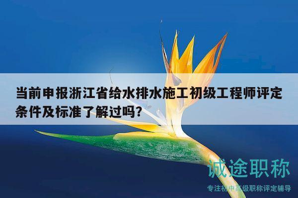 當前申報浙江省給水排水施工初級工程師評定條件及標準了解過嗎？