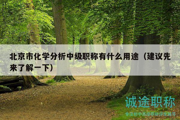 北京市化學(xué)分析中級(jí)職稱(chēng)有什么用途（建議先來(lái)了解一下）