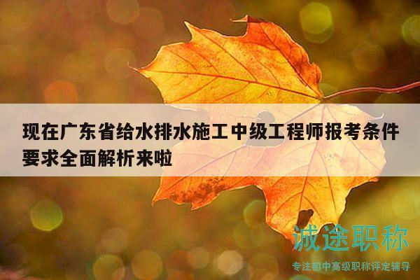 現(xiàn)在廣東省給水排水施工中級工程師報考條件要求全面解析來啦