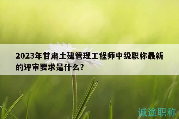 2023年甘肅土建管理工程師中級職稱最新的評審要求是什么？