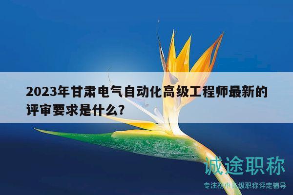 2023年甘肅電氣自動化高級工程師最新的評審要求是什么？