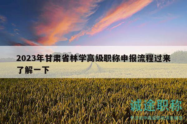 2023年甘肅省林學(xué)高級(jí)職稱申報(bào)流程過來了解一下