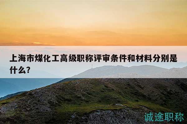 上海市煤化工高級職稱評審條件和材料分別是什么？