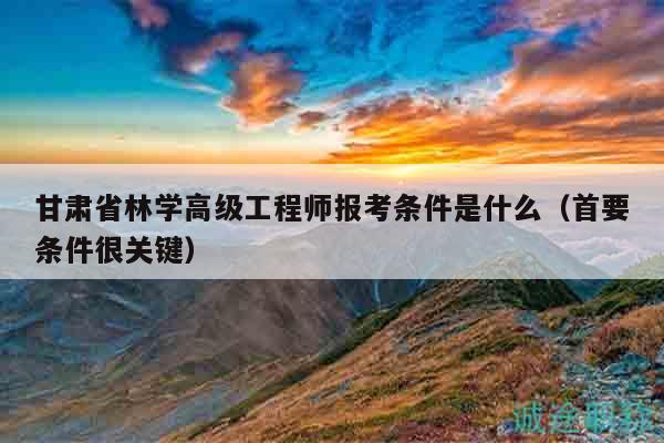 甘肅省林學(xué)高級工程師報考條件是什么（首要條件很關(guān)鍵）