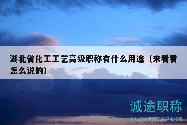 湖北省化工工藝高級職稱有什么用途（來看看怎么說的）