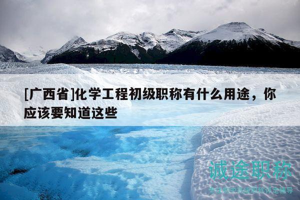[廣西省]化學工程初級職稱有什么用途，你應該要知道這些