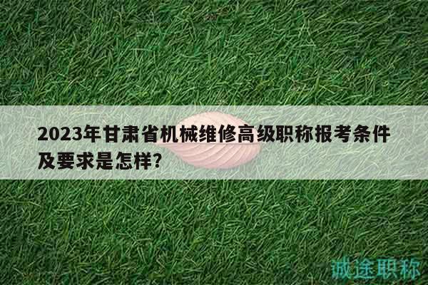 2023年甘肅省機(jī)械維修高級職稱報考條件及要求是怎樣？