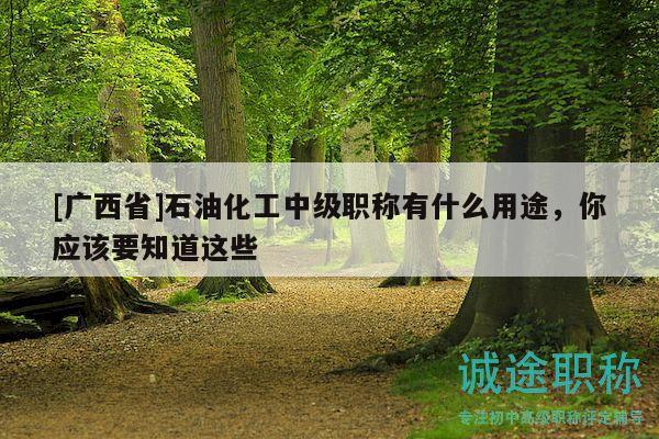[廣西省]石油化工中級(jí)職稱有什么用途，你應(yīng)該要知道這些