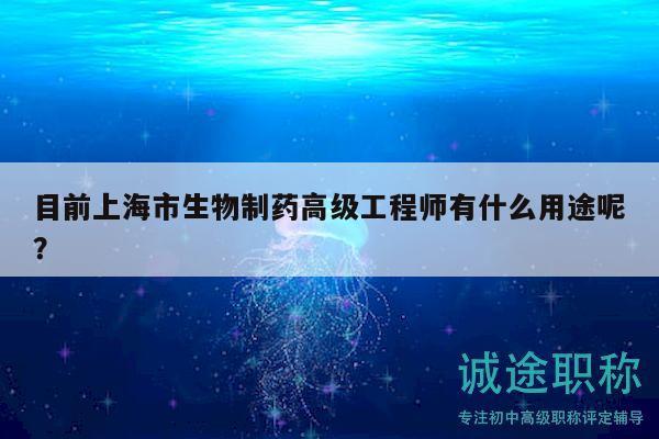 目前上海市生物制藥高級工程師有什么用途呢？