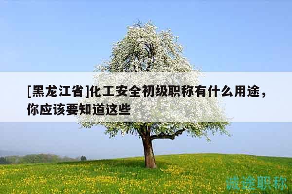 [黑龍江省]化工安全初級(jí)職稱有什么用途，你應(yīng)該要知道這些