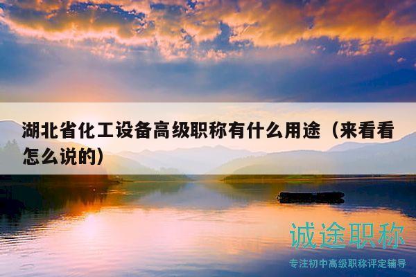 湖北省化工設備高級職稱有什么用途（來看看怎么說的）